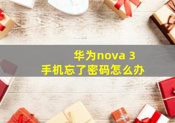 华为nova 3手机忘了密码怎么办